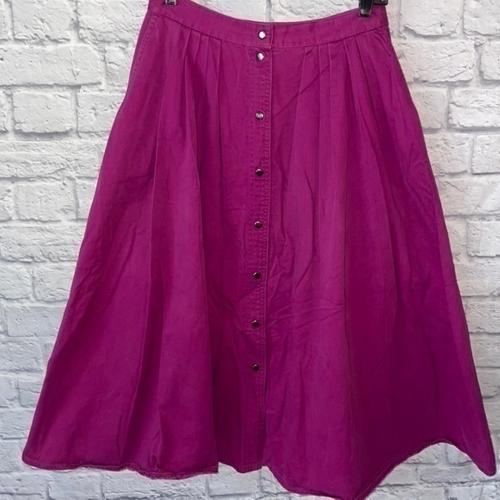 Vintage Gloria Vanderbilt for Murjani Snap Down Flare Pleated 90s Denim Skirt